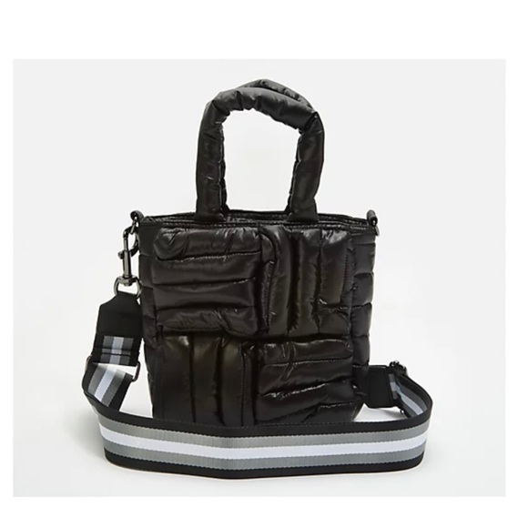 Think Royln Small Criss-Cross Quilted Tote “Le Marche” Shiiny Black - Picture 2 of 5